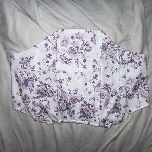 SHEIN Purple and White Patterned Top